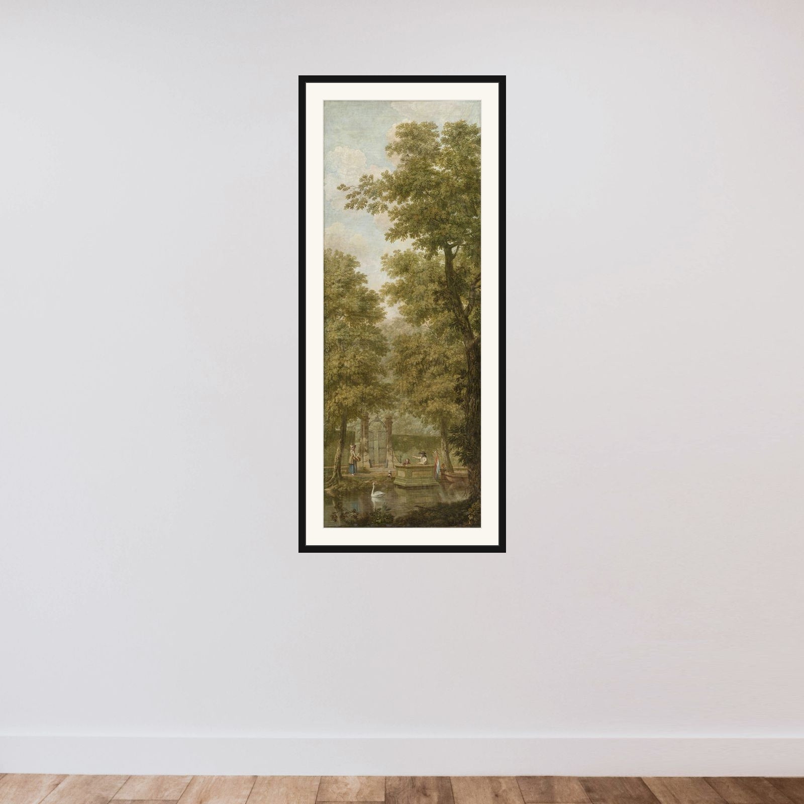 Three Painted Wall Hangings of a Dutch landscape framed — shown to scale