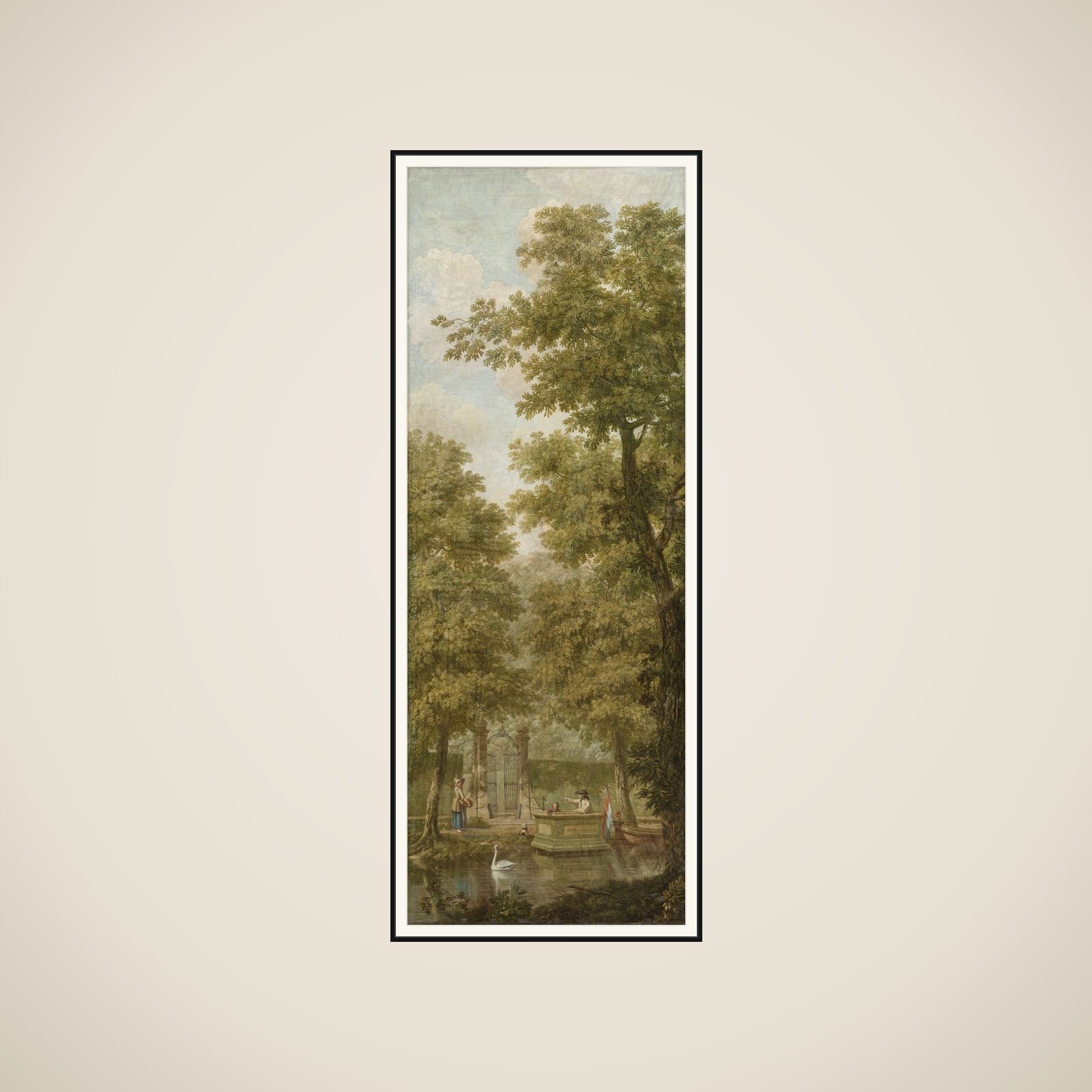 Three Painted Wall Hangings of a Dutch landscape framed
