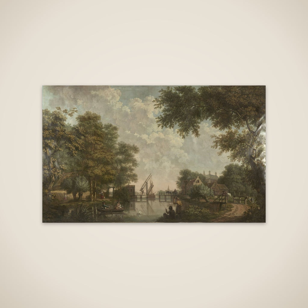 Three Painted Wall Hangings of a Dutch landscape unframed print