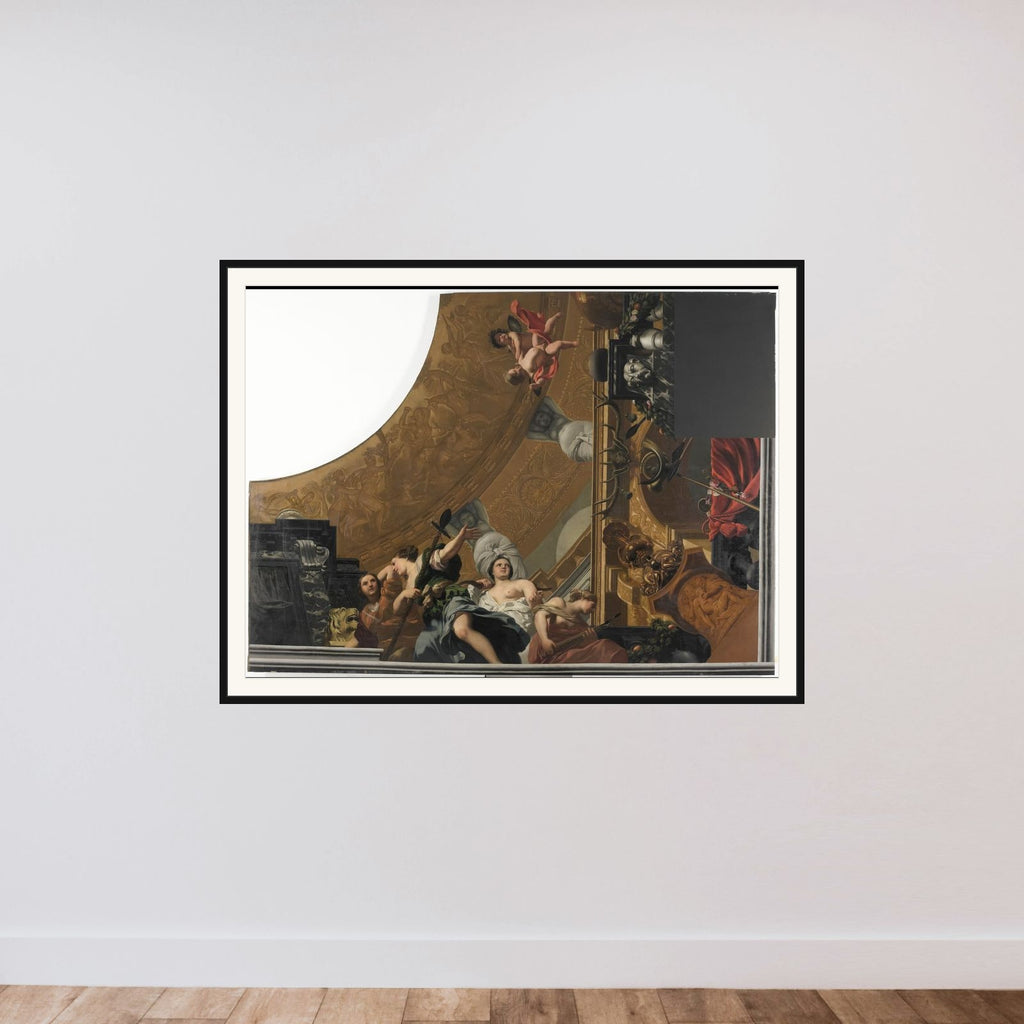Part (bottom right) of a ceiling decoration with Diana and her companions as the principal representation framed — shown to scale