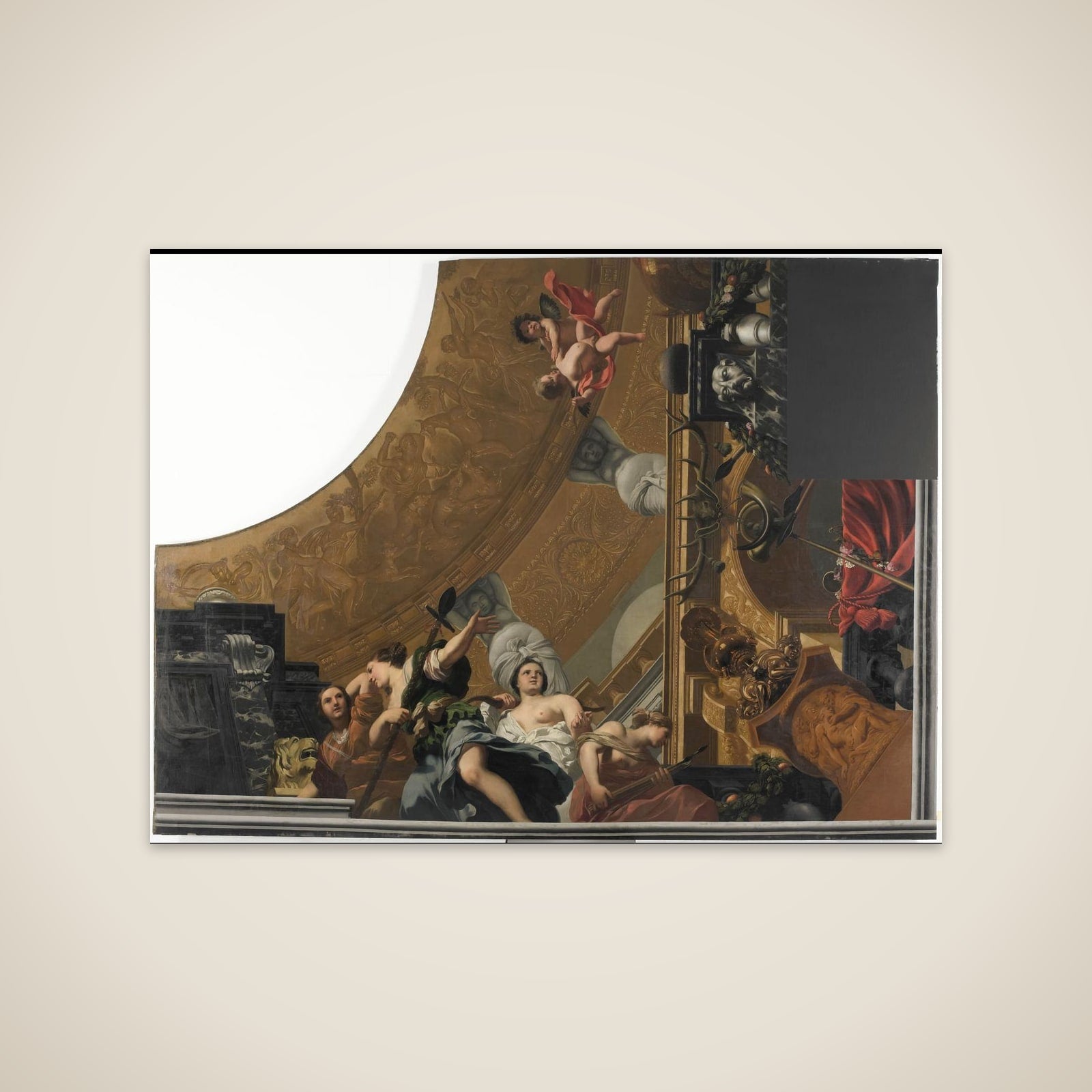Part (bottom right) of a ceiling decoration with Diana and her companions as the principal representation unframed print