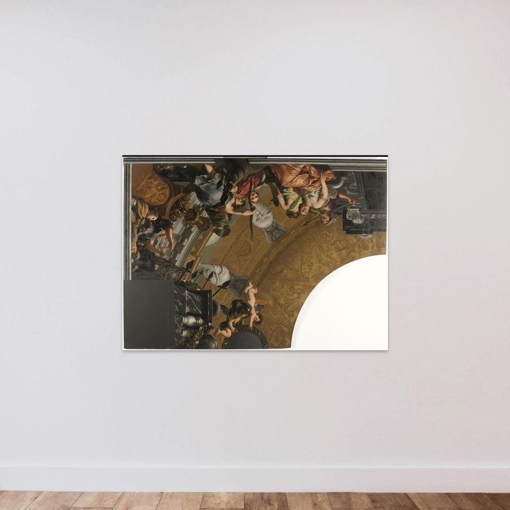 Part (top left) of a ceiling decoration with Diana and her companions as the principal representation unframed — shown to scale