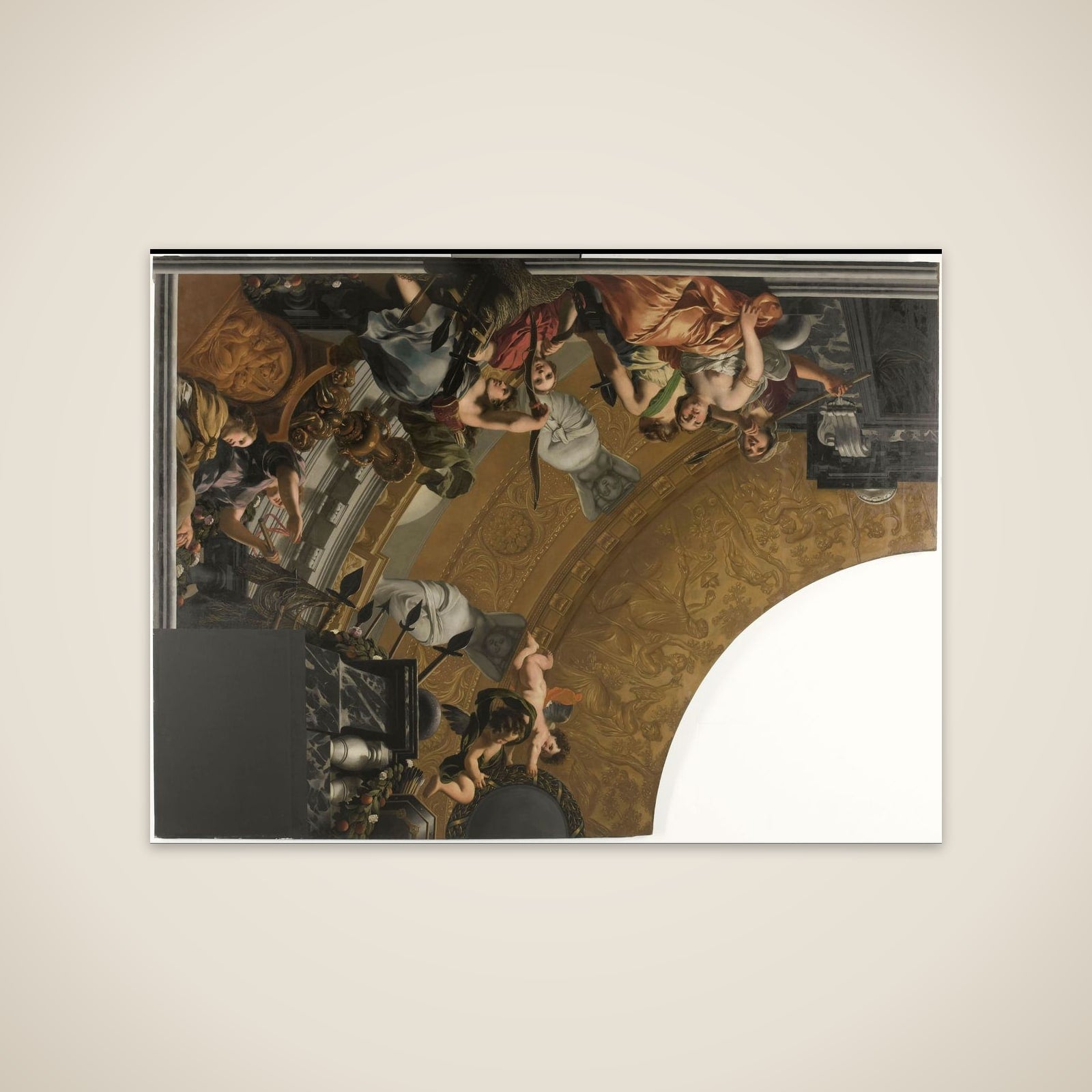 Part (top left) of a ceiling decoration with Diana and her companions as the principal representation unframed print