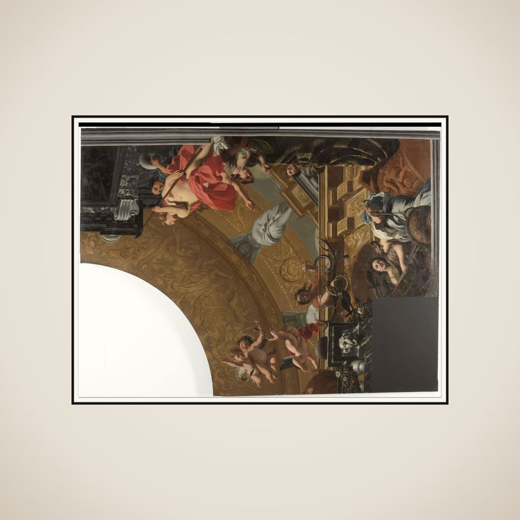 Part (top right) of a ceiling decoration with Diana and her companions as the principal representation framed
