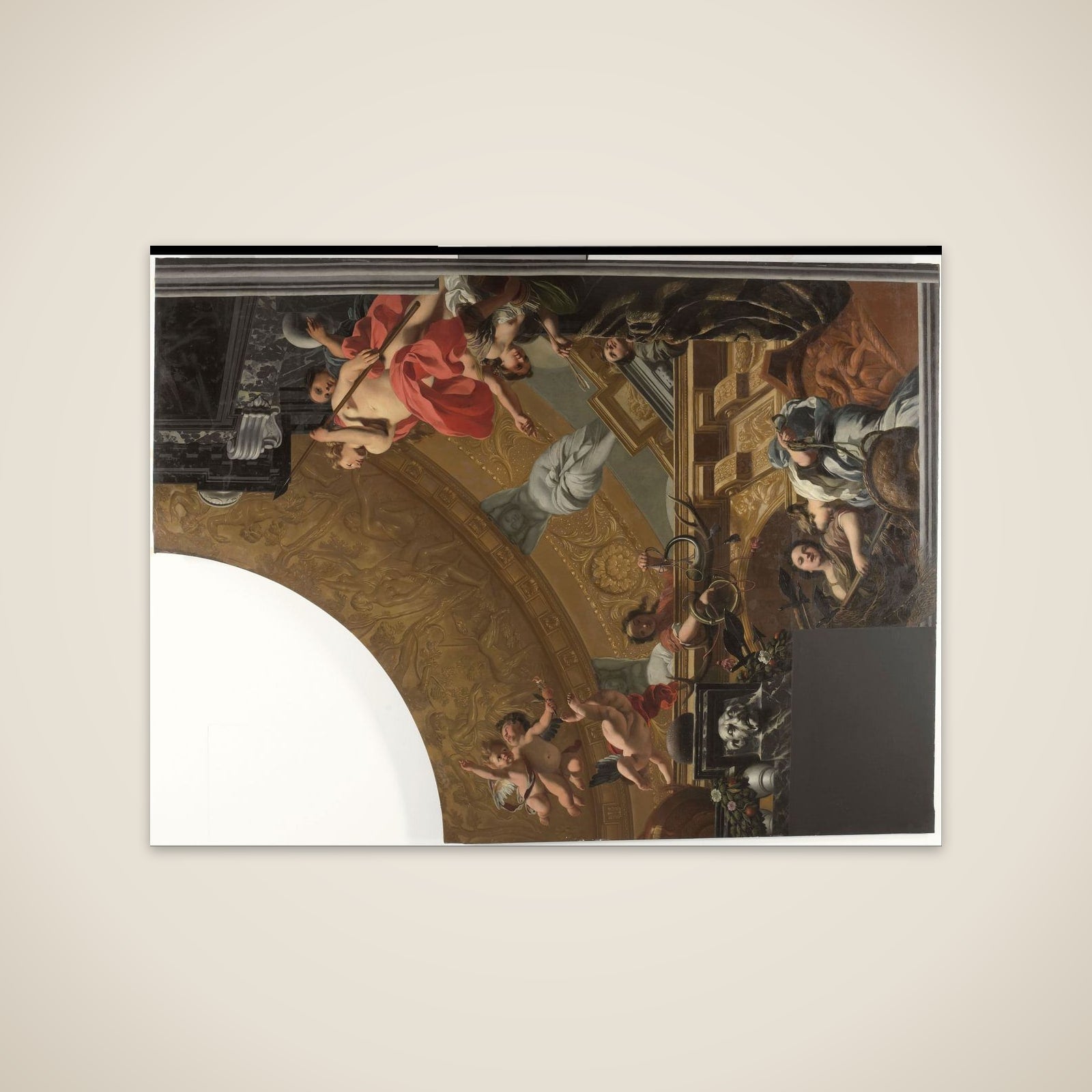 Part (top right) of a ceiling decoration with Diana and her companions as the principal representation unframed print