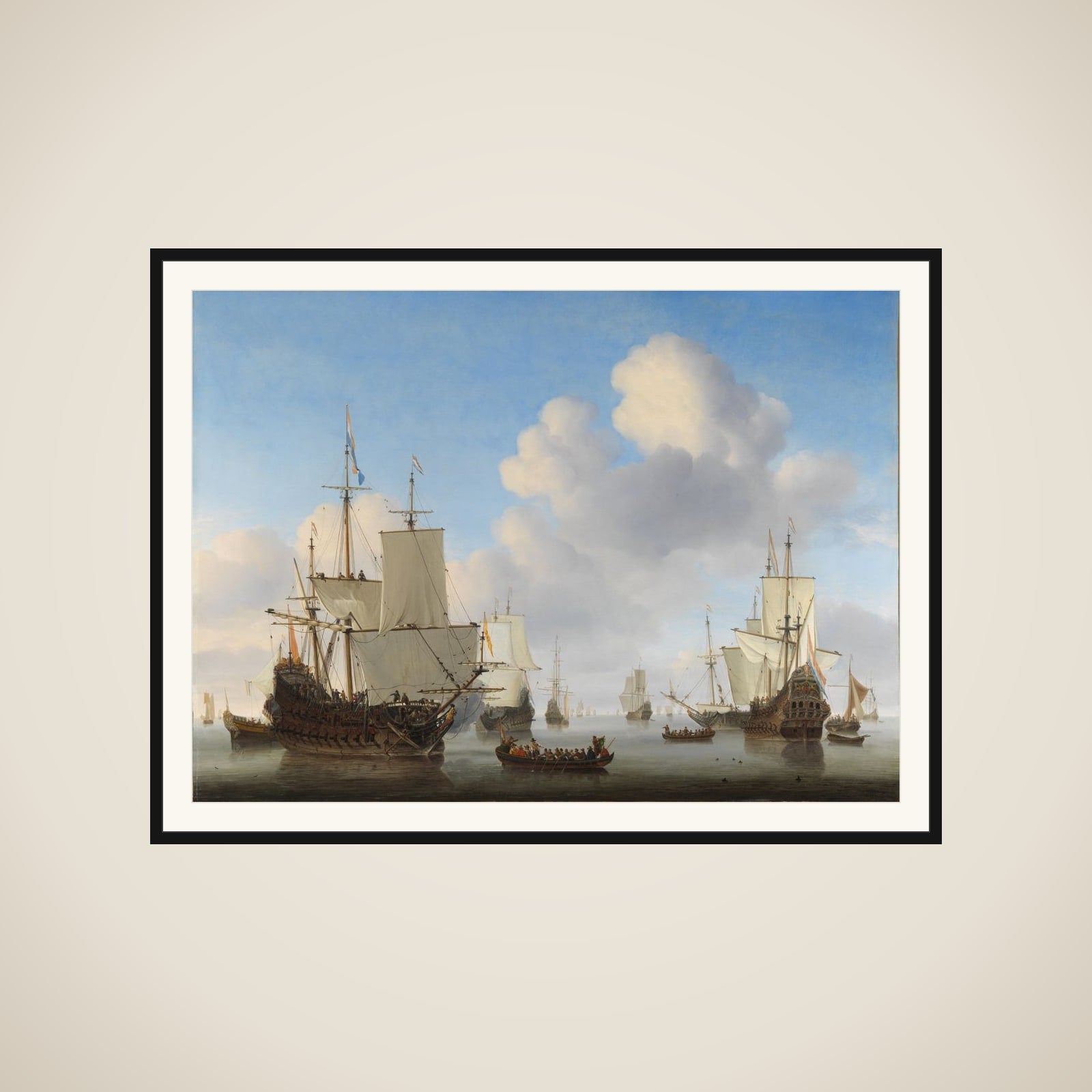 Dutch Ships in a Calm Sea framed