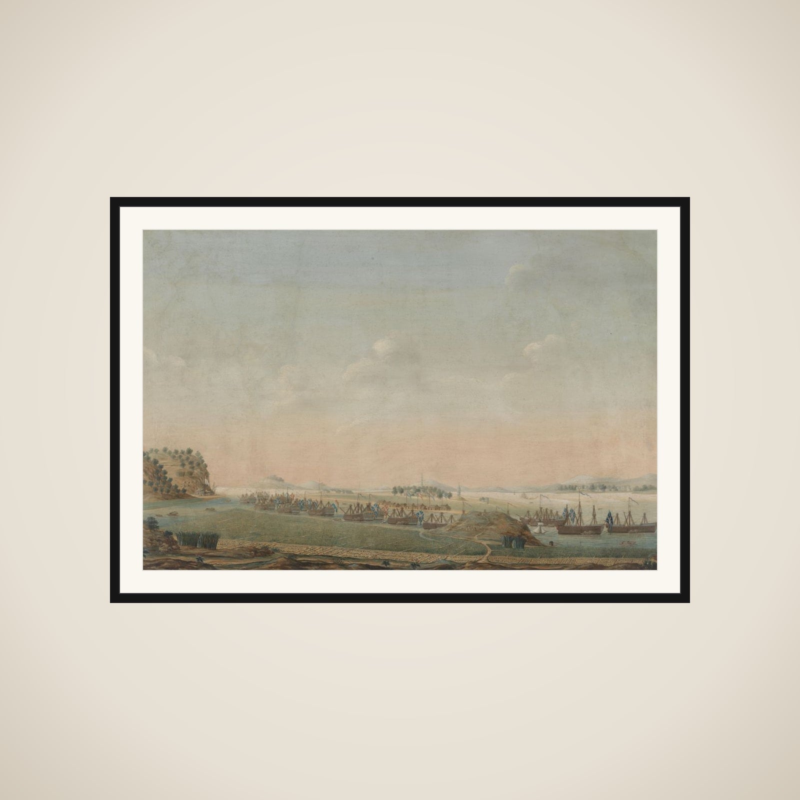 Three Views of the Pearl River: Canton, Macao, Whampoa framed