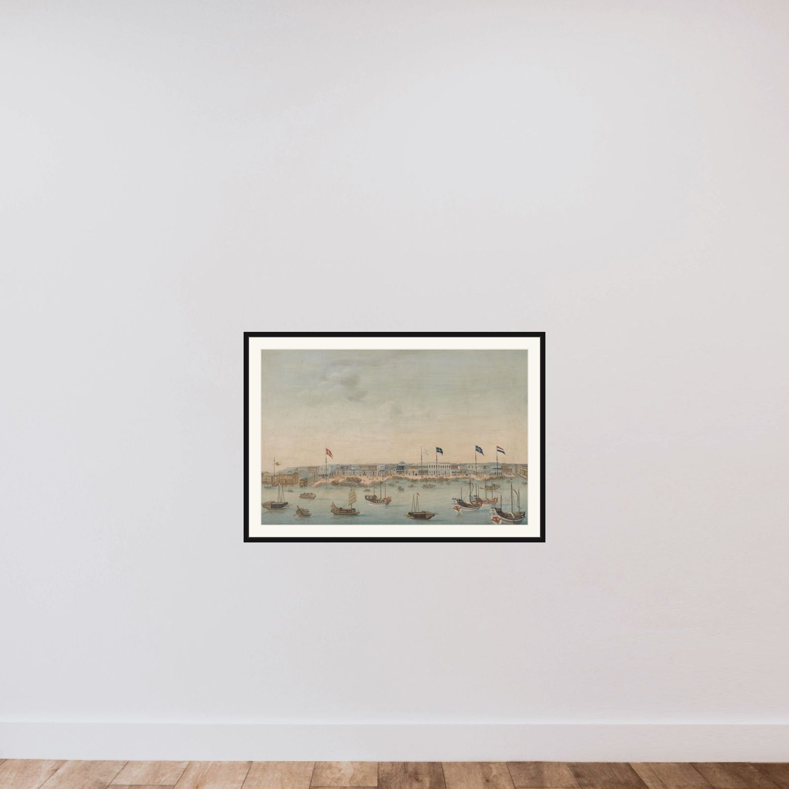 Three Views of the Pearl River: Canton, Macao, Whampoa framed — shown to scale