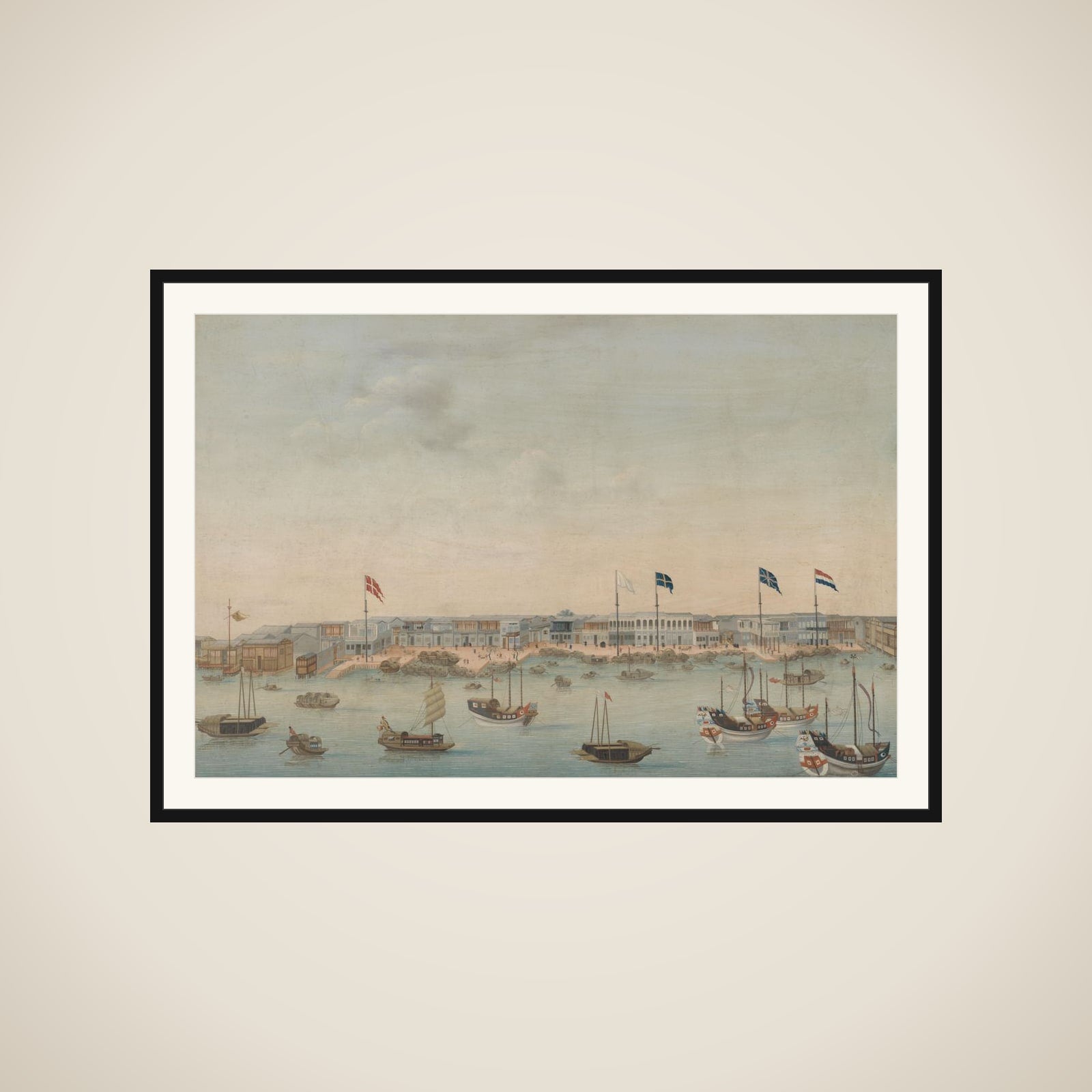 Three Views of the Pearl River: Canton, Macao, Whampoa framed