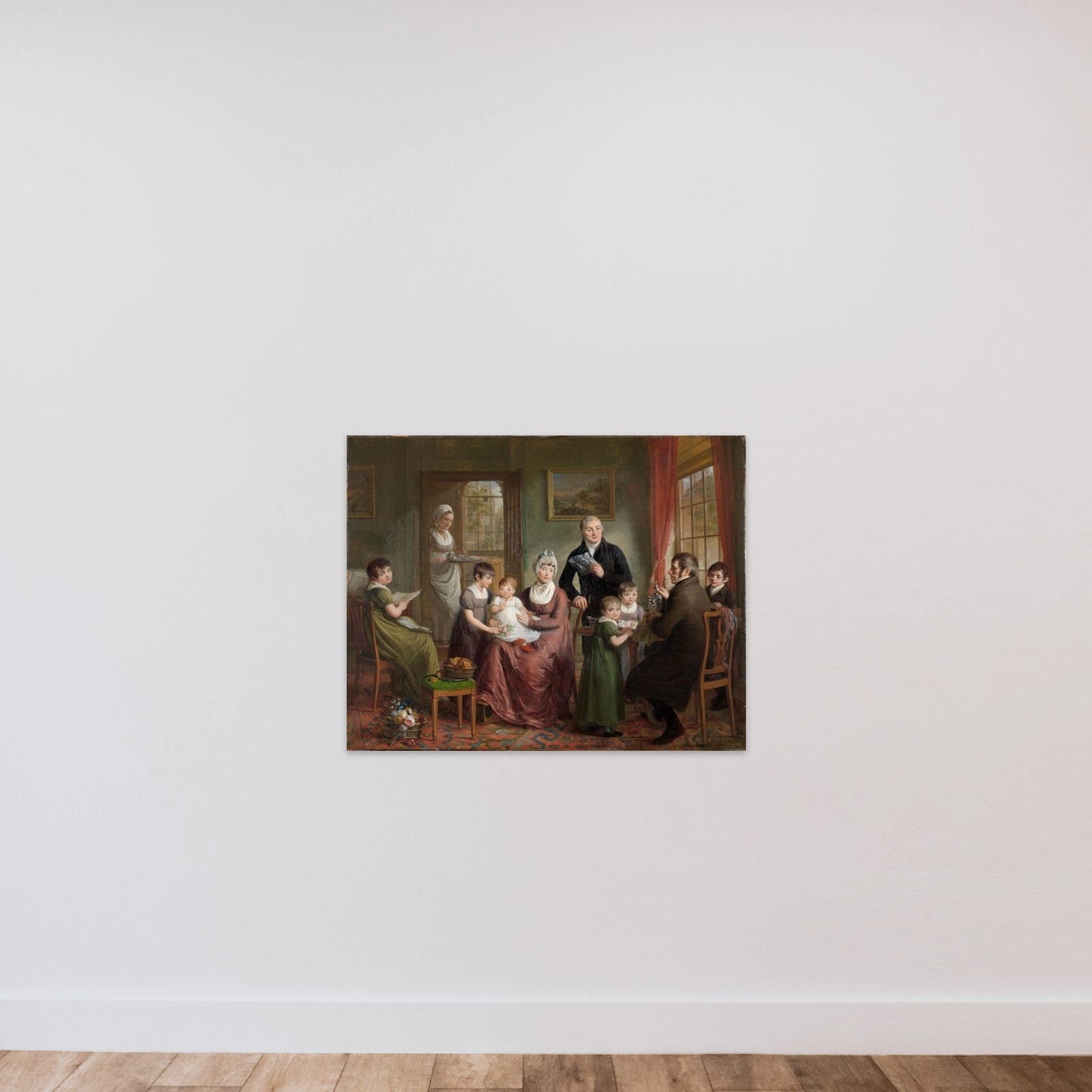 Portrait of the Family of Adrianus Bonebakker with Dirk L. Bennewitz unframed — shown to scale