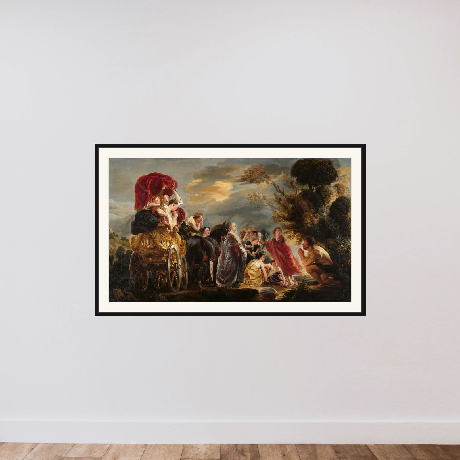 The Meeting of Odysseus and Nausicaa framed — shown to scale