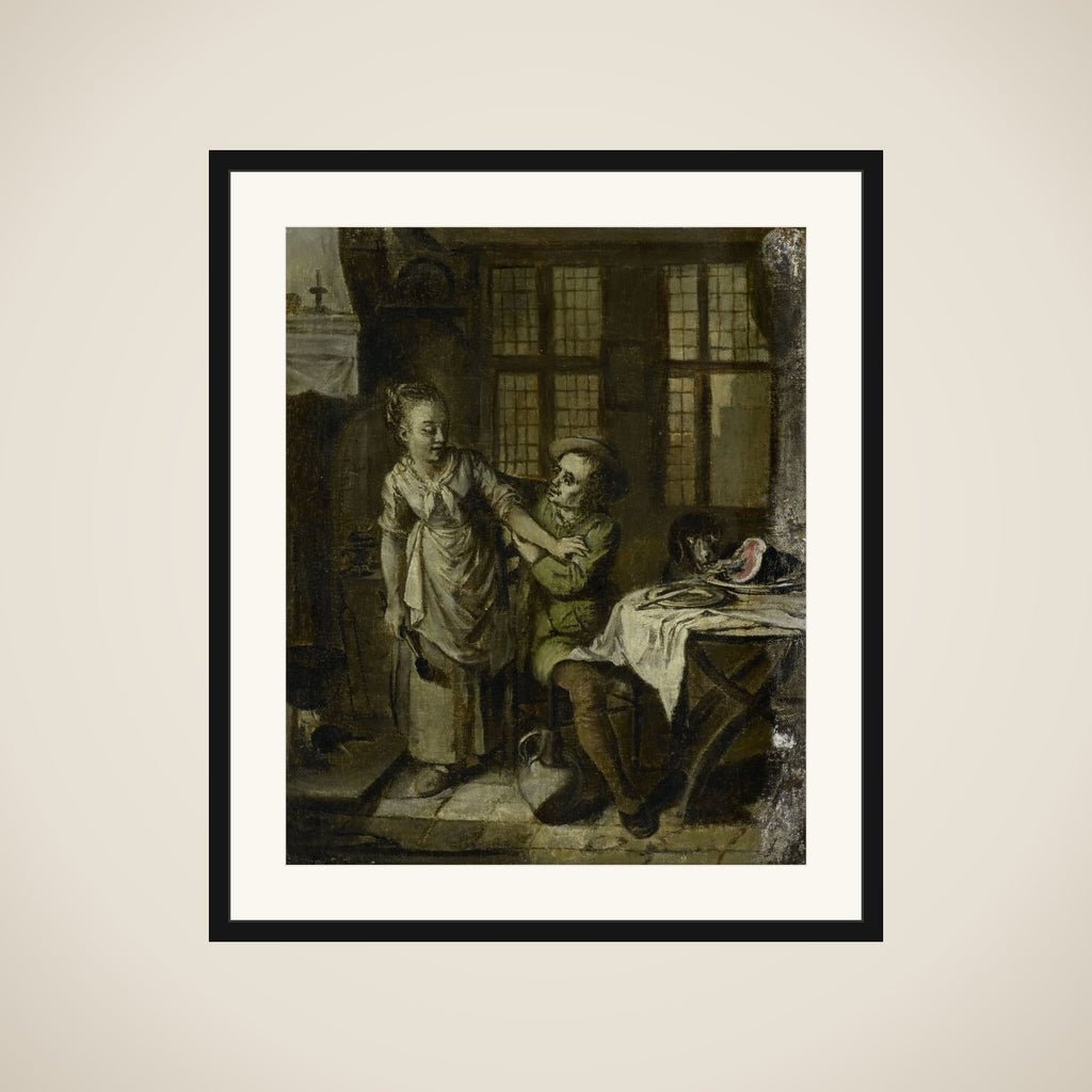 Gallant Scene in a Kitchen Interior framed