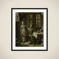 Gallant Scene in a Kitchen Interior framed