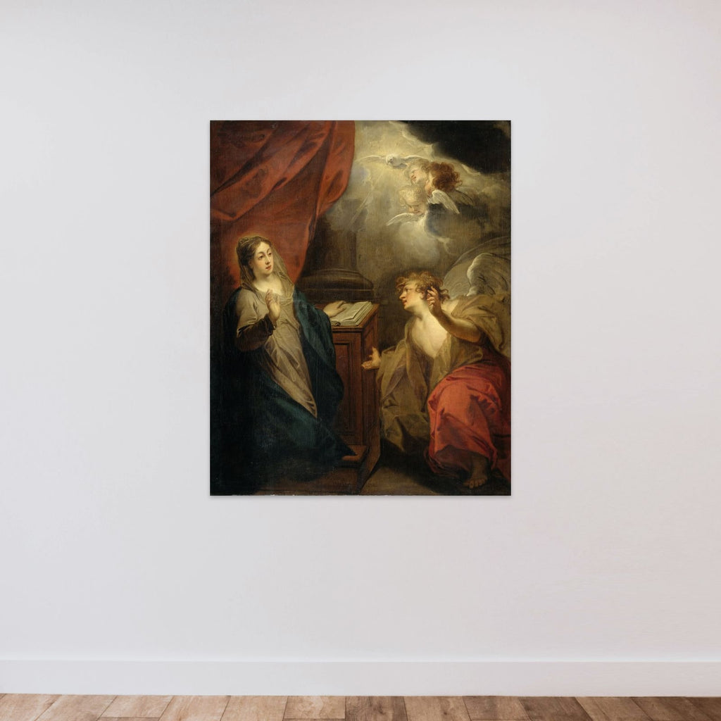 Annunciation to the Virgin unframed — shown to scale