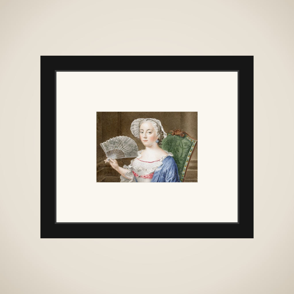 Portrait of een dame with waaier framed