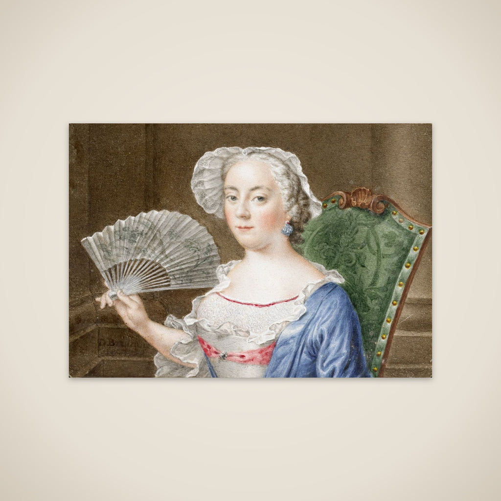 Portrait of een dame with waaier unframed print
