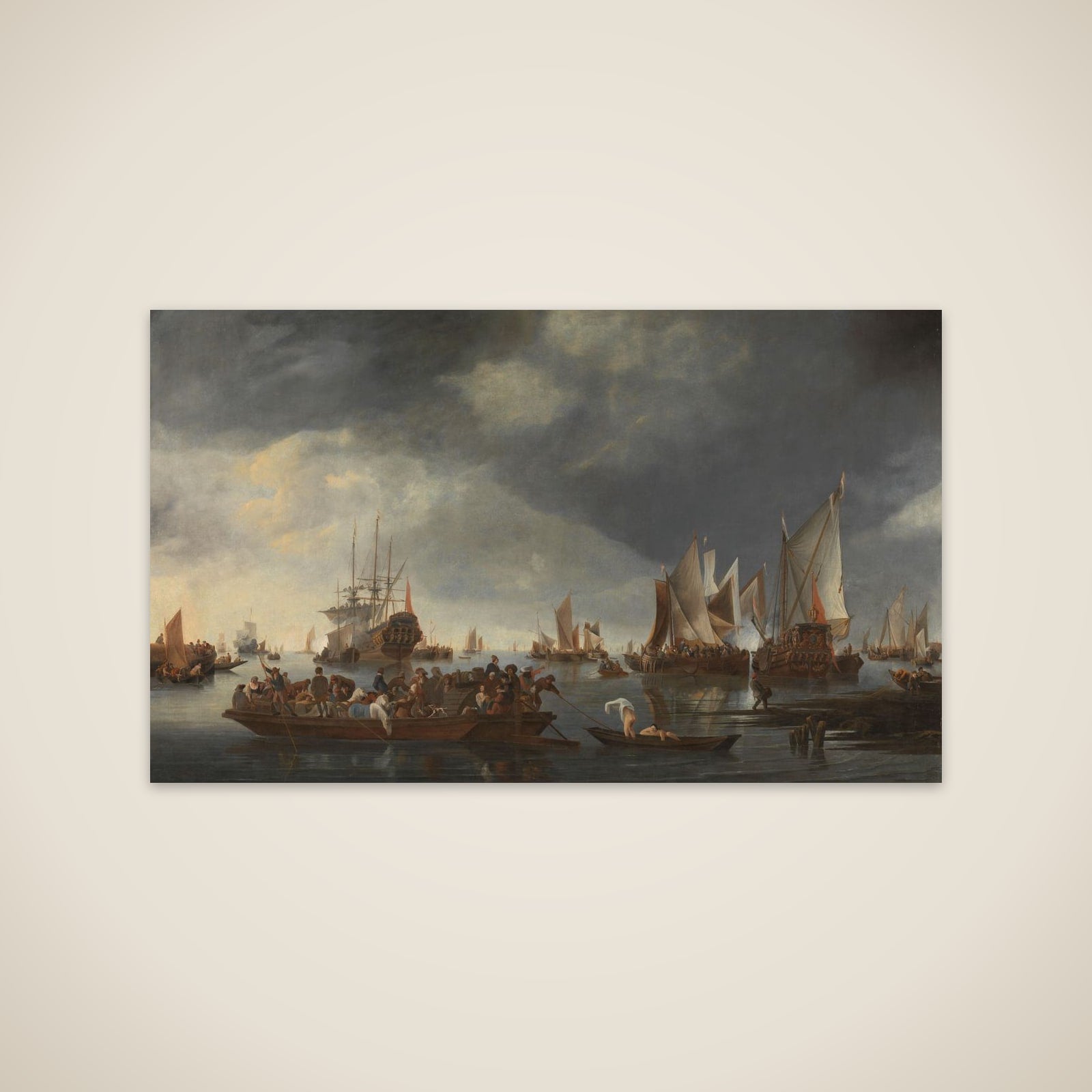 Harbor with Sailboats and Ferry Boat unframed print