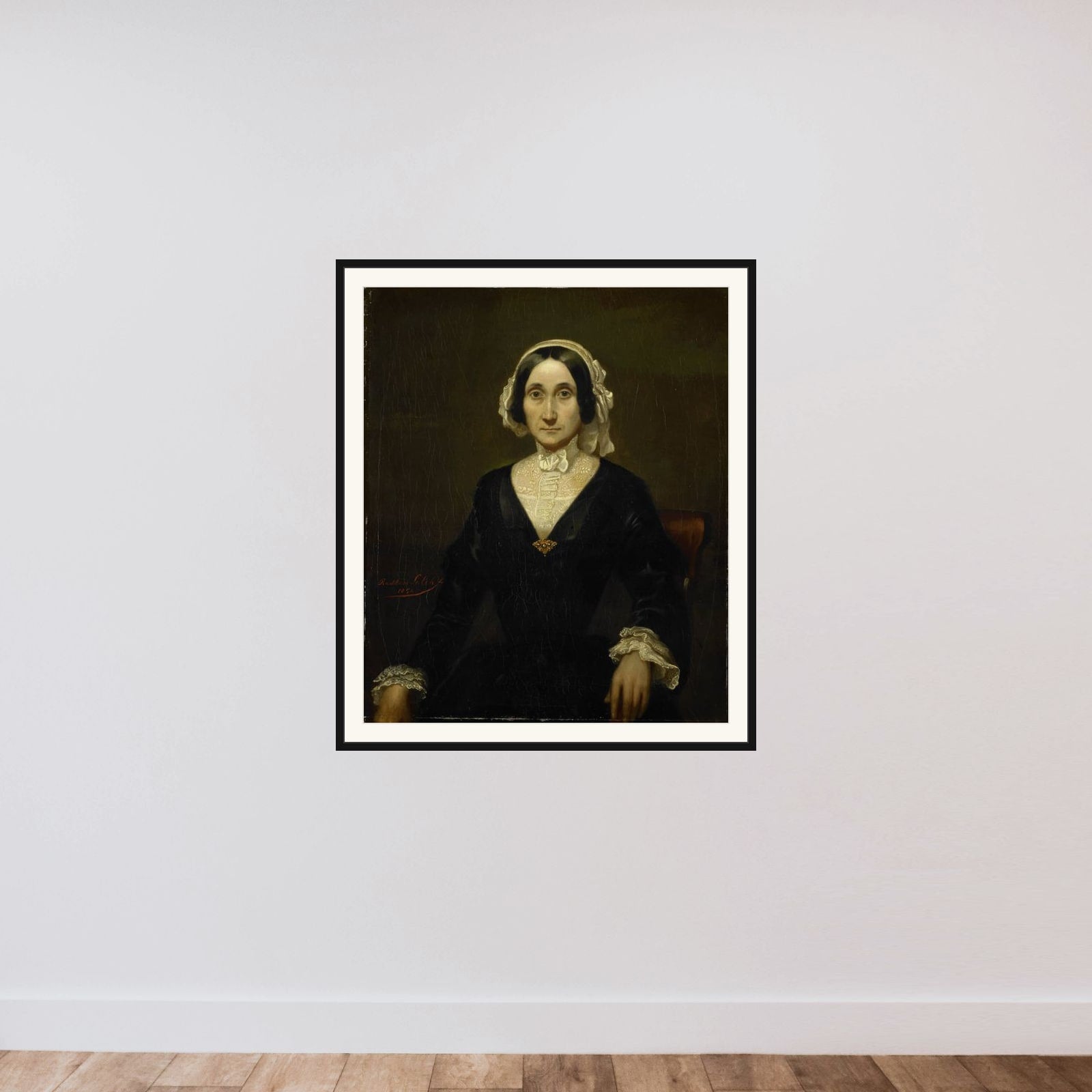 Portrait of Mrs. W.J.S. van Alphen, Baroness van Reede van Oudtshoorn framed — shown to scale