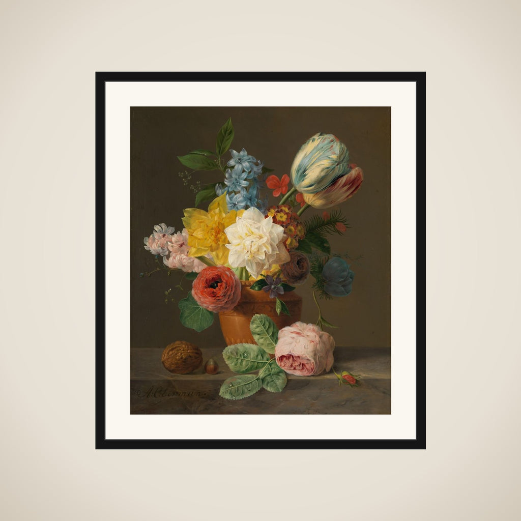 Still Life with Flowers and Nuts framed