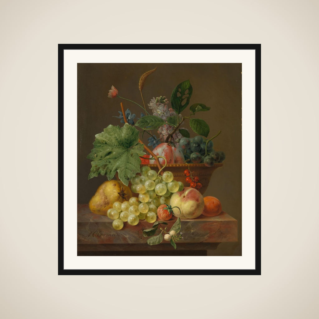 Still Life with Fruit in a Terracotta Dish framed