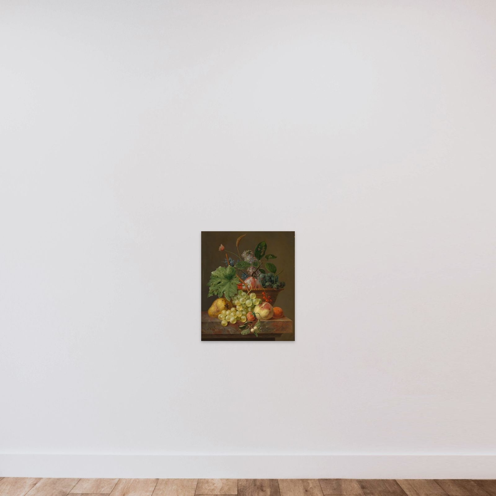 Still Life with Fruit in a Terracotta Dish unframed — shown to scale