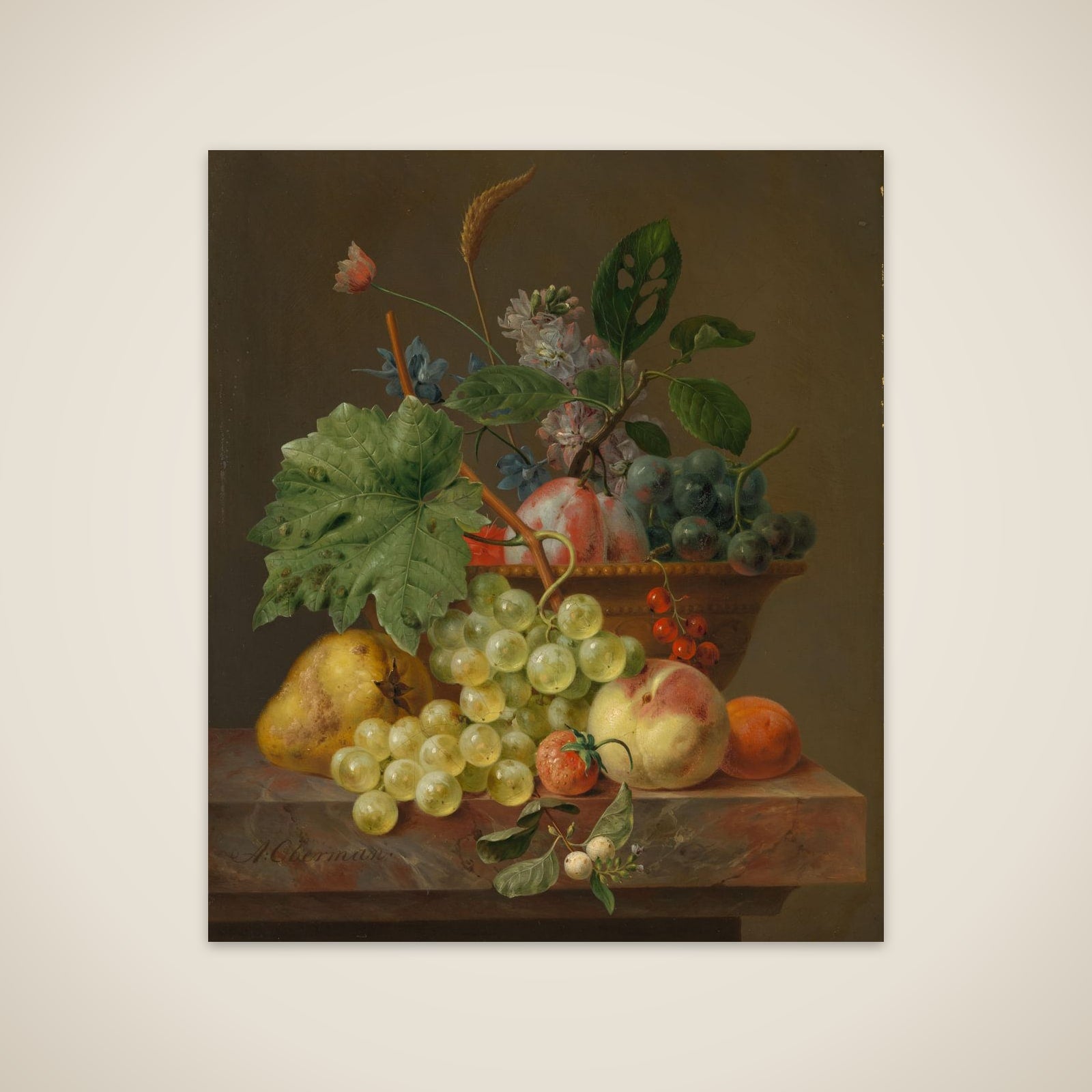 Still Life with Fruit in a Terracotta Dish unframed print
