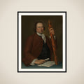 Portrait of an Officer at Sea with Coastal Map and Binoculars in his Hand framed