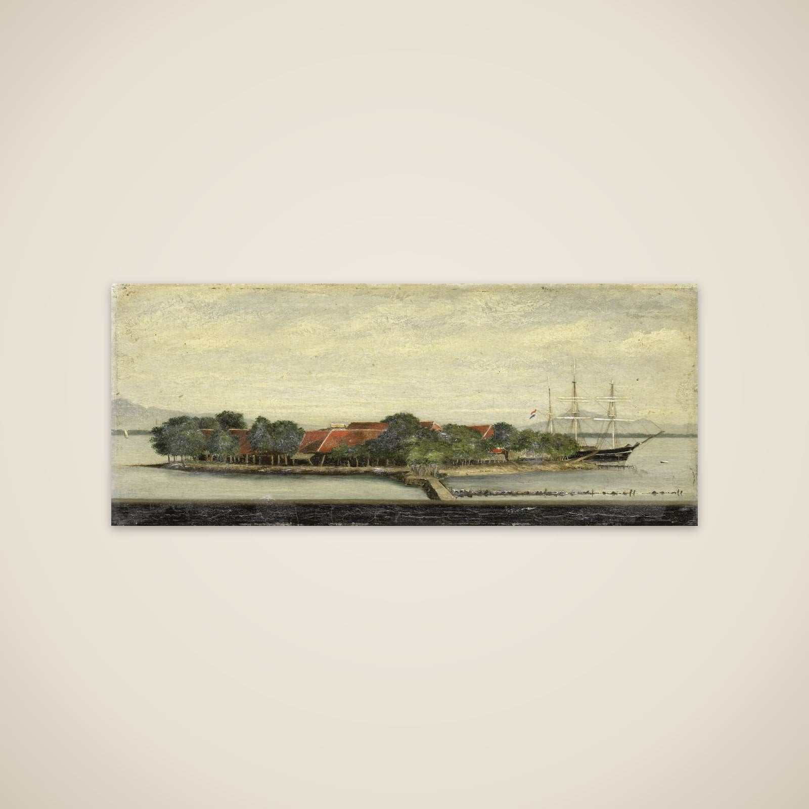 View of het eiland Kuiper in de baai van Batavia unframed print