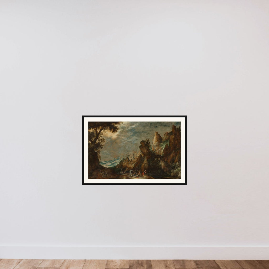 Landscape with Conversion of Saint Paul framed — shown to scale