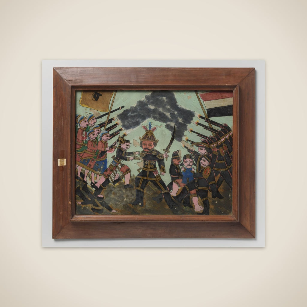 Gevecht tussen Nederlandse militairen en inlanders unframed print