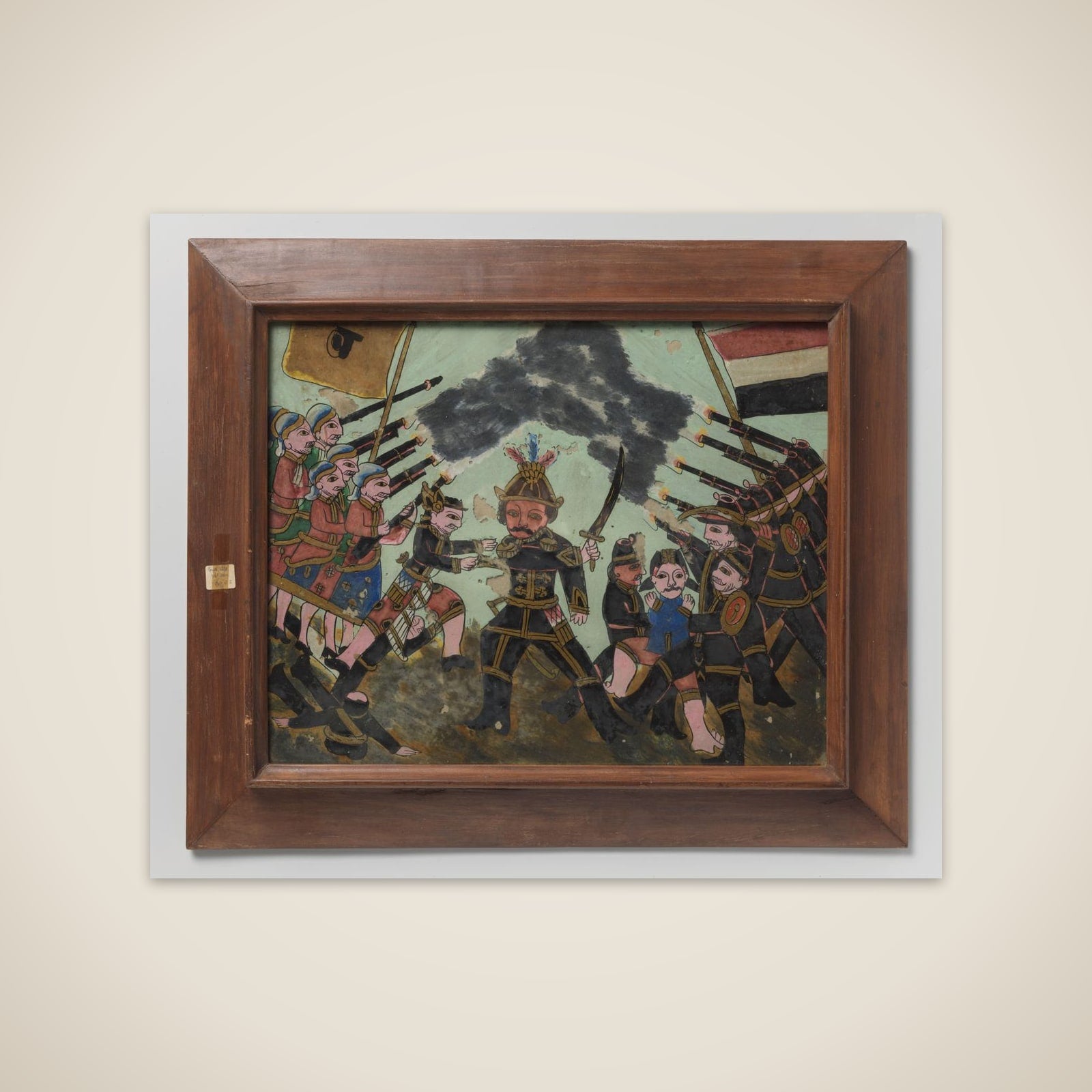Gevecht tussen Nederlandse militairen en inlanders unframed print
