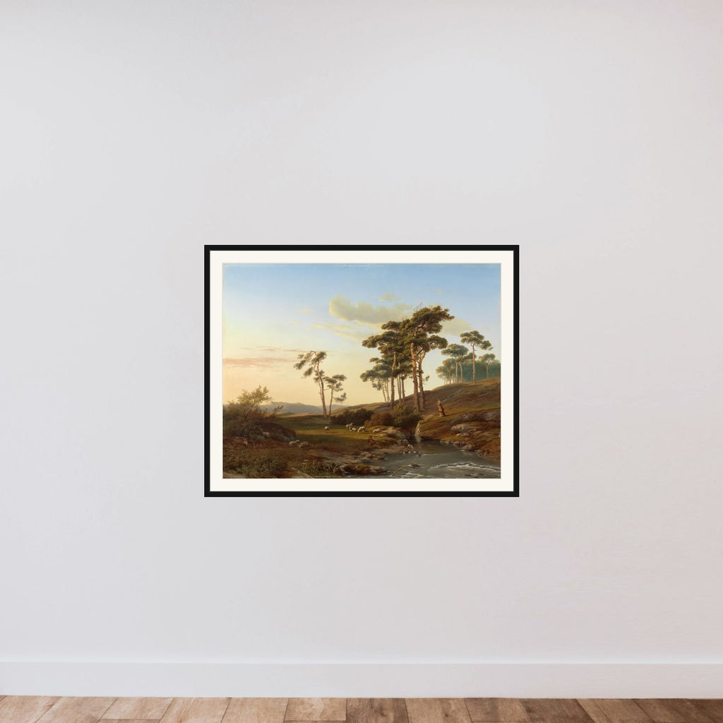 Avondstemming met herder framed — shown to scale