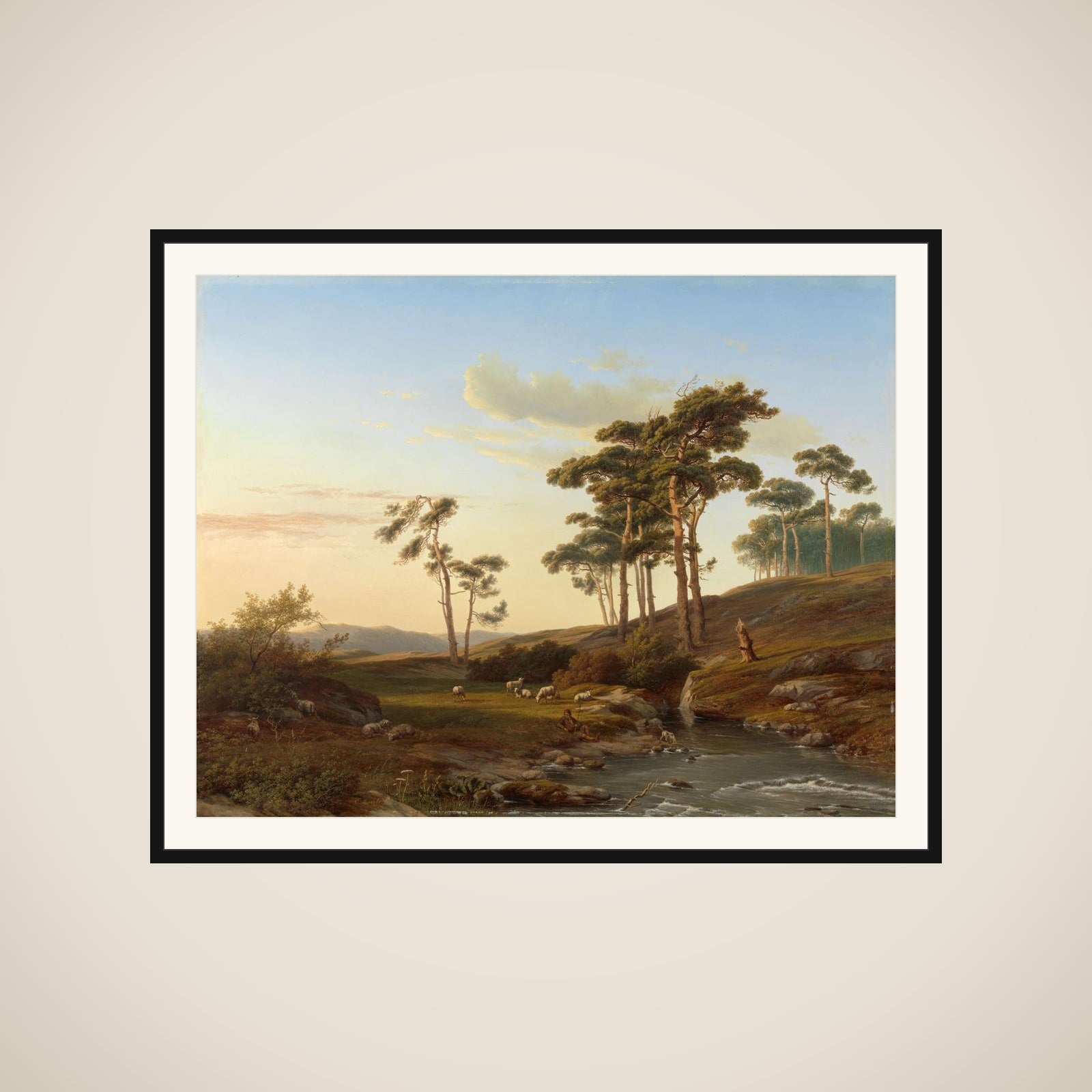 Avondstemming met herder framed
