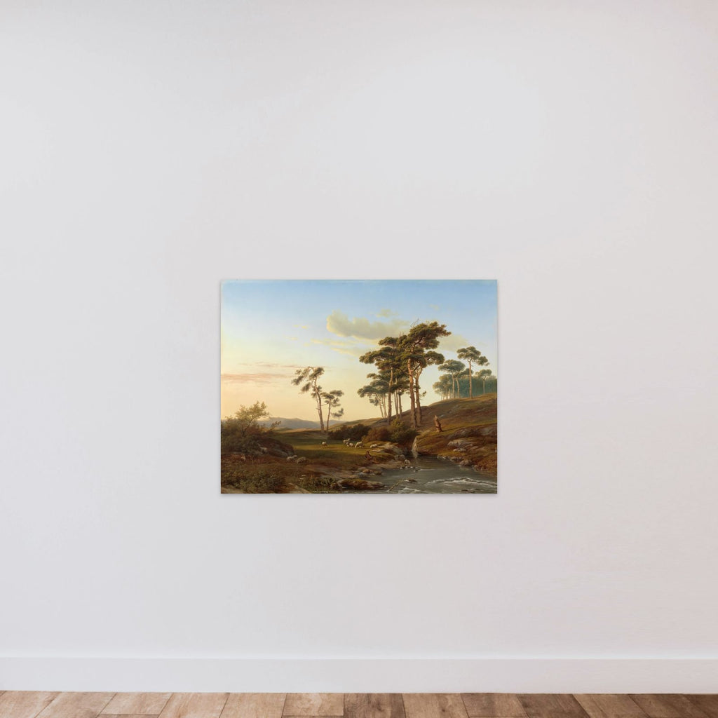 Avondstemming met herder unframed — shown to scale