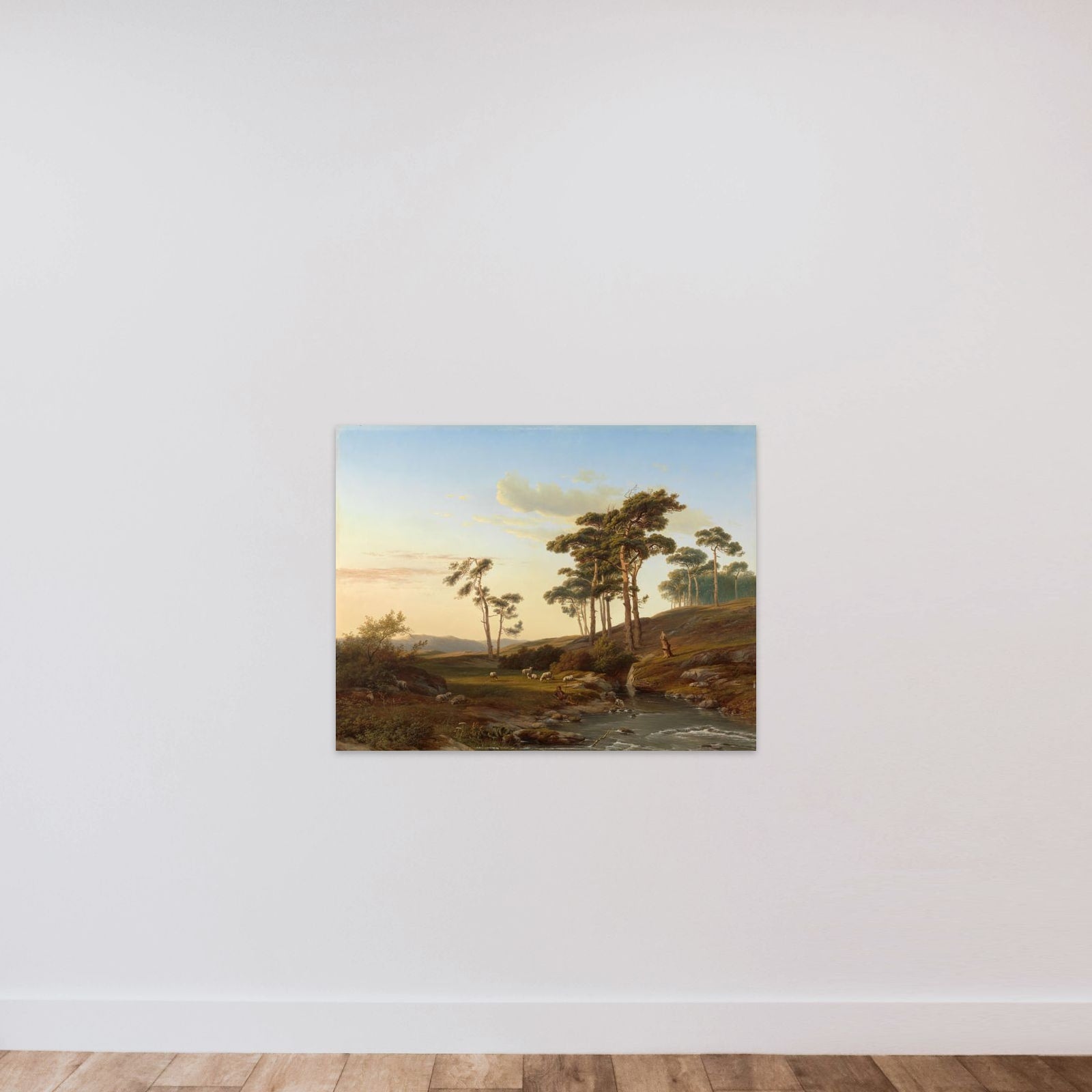Avondstemming met herder unframed — shown to scale