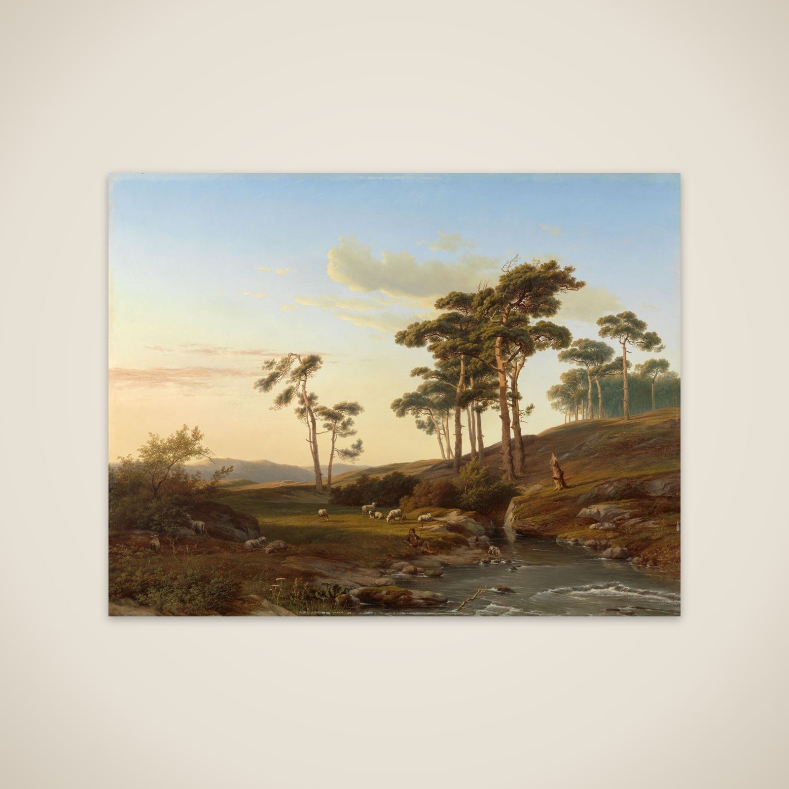Avondstemming met herder unframed print