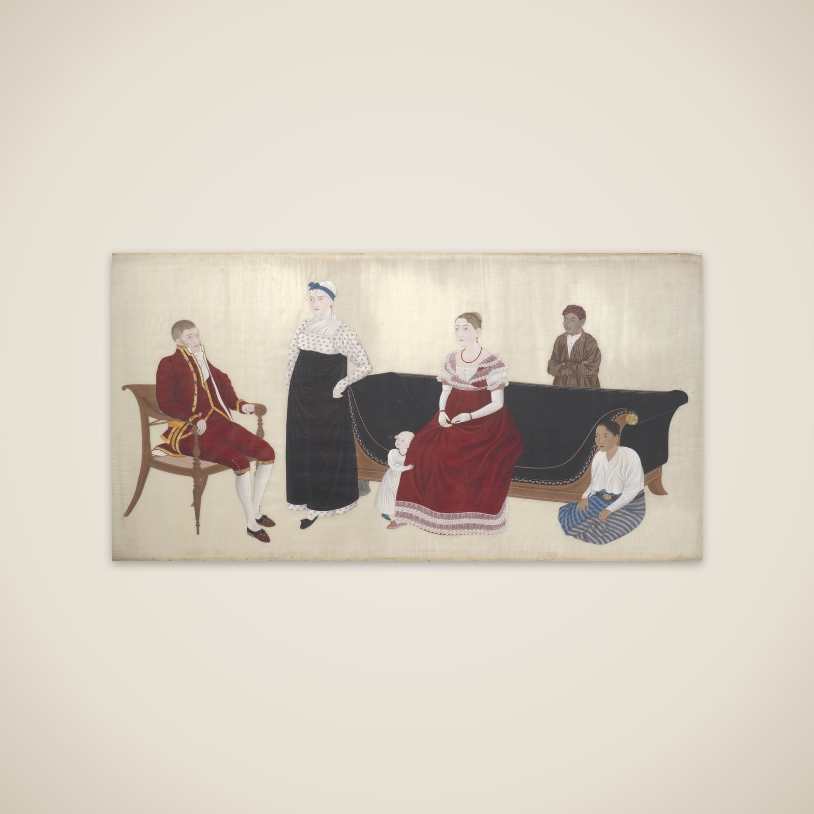 Portrait of the Cock Blomhoff Family, their Wetnurse and two Enslaved Servants unframed print
