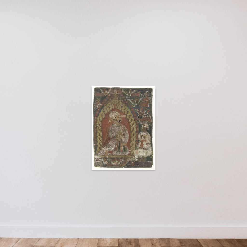 Schildering met een voorstelling van een vorst uit de Malla-dynastie unframed — shown to scale