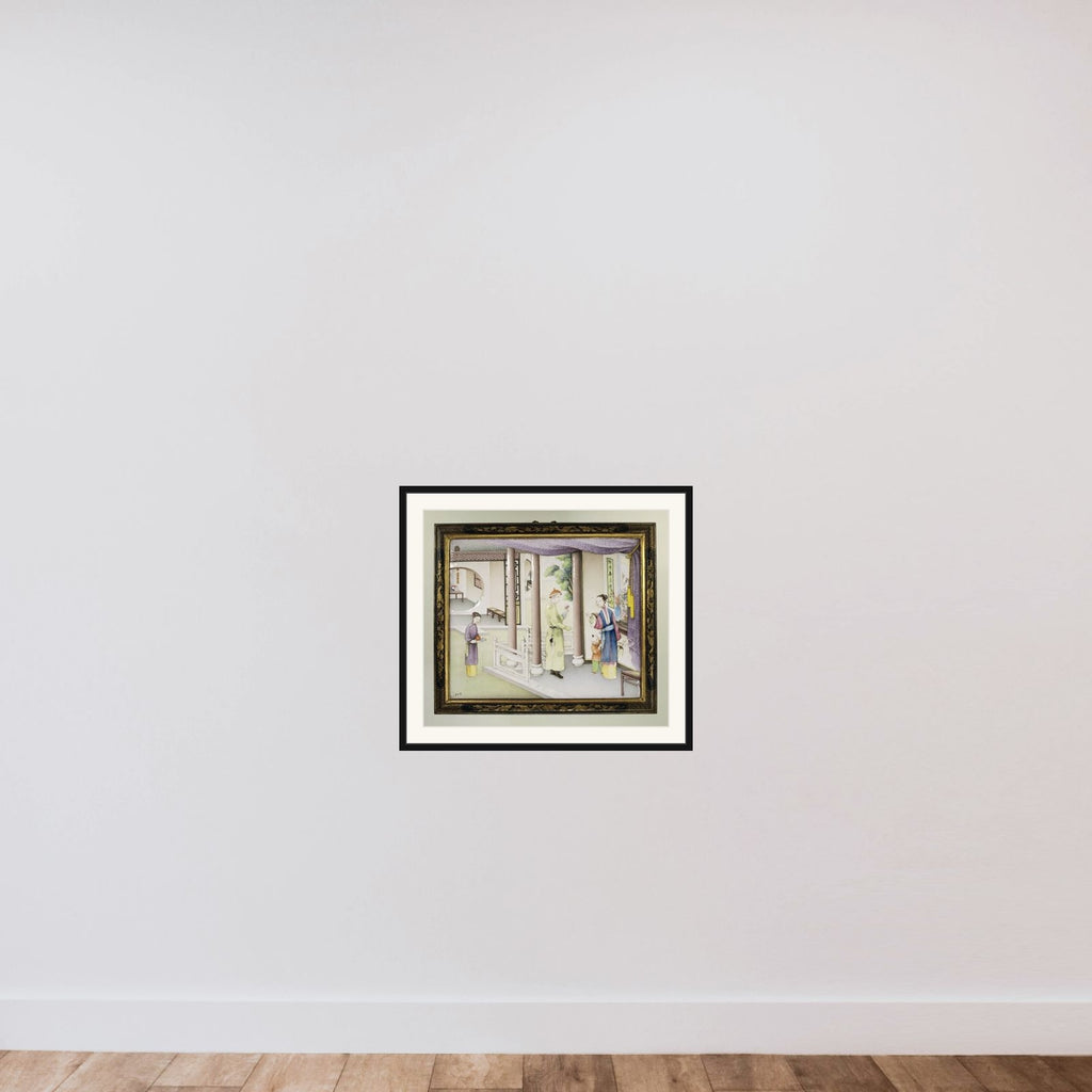 Panel with enamels on copper framed — shown to scale