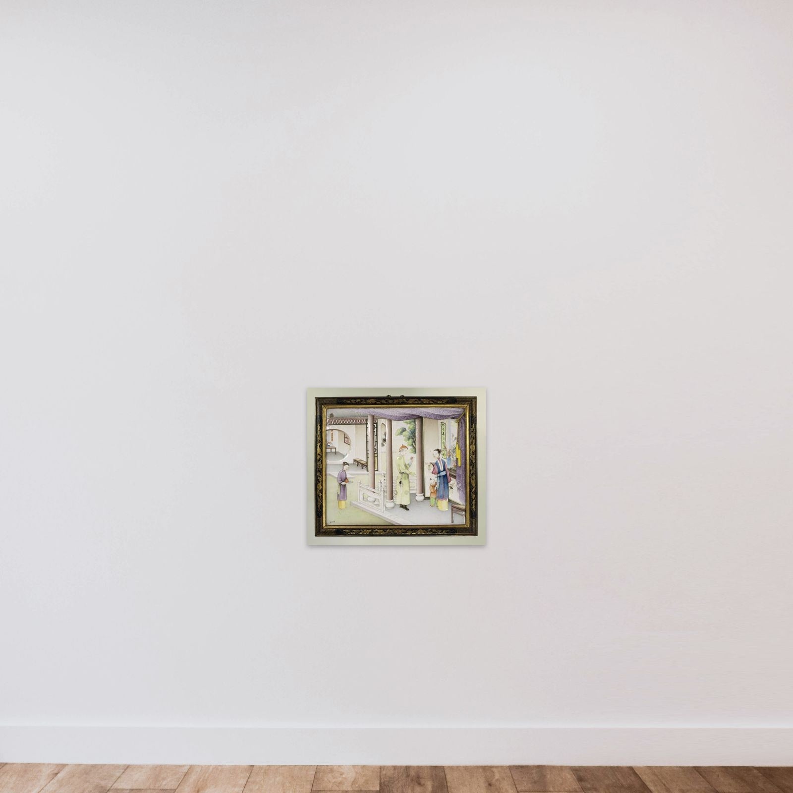 Panel with enamels on copper unframed — shown to scale