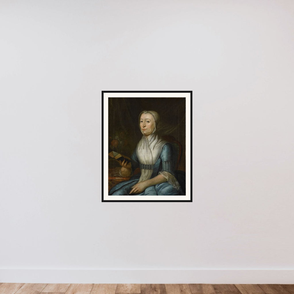 Portrait of Eva Goudriaan-de Veer framed — shown to scale