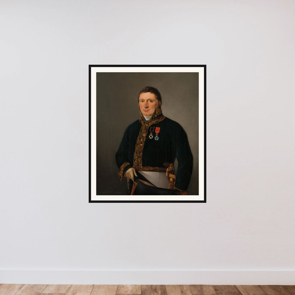 Portrait of Inspector-General A.F. Goudriaan framed — shown to scale