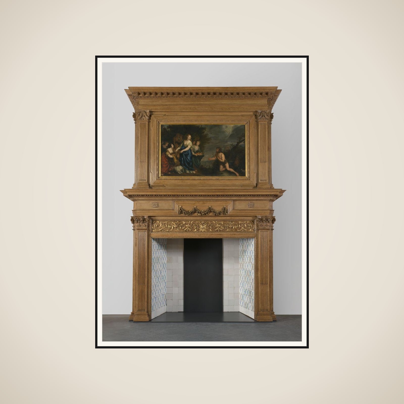 Chimney piece with representation of Odysseus and Nausicaa framed