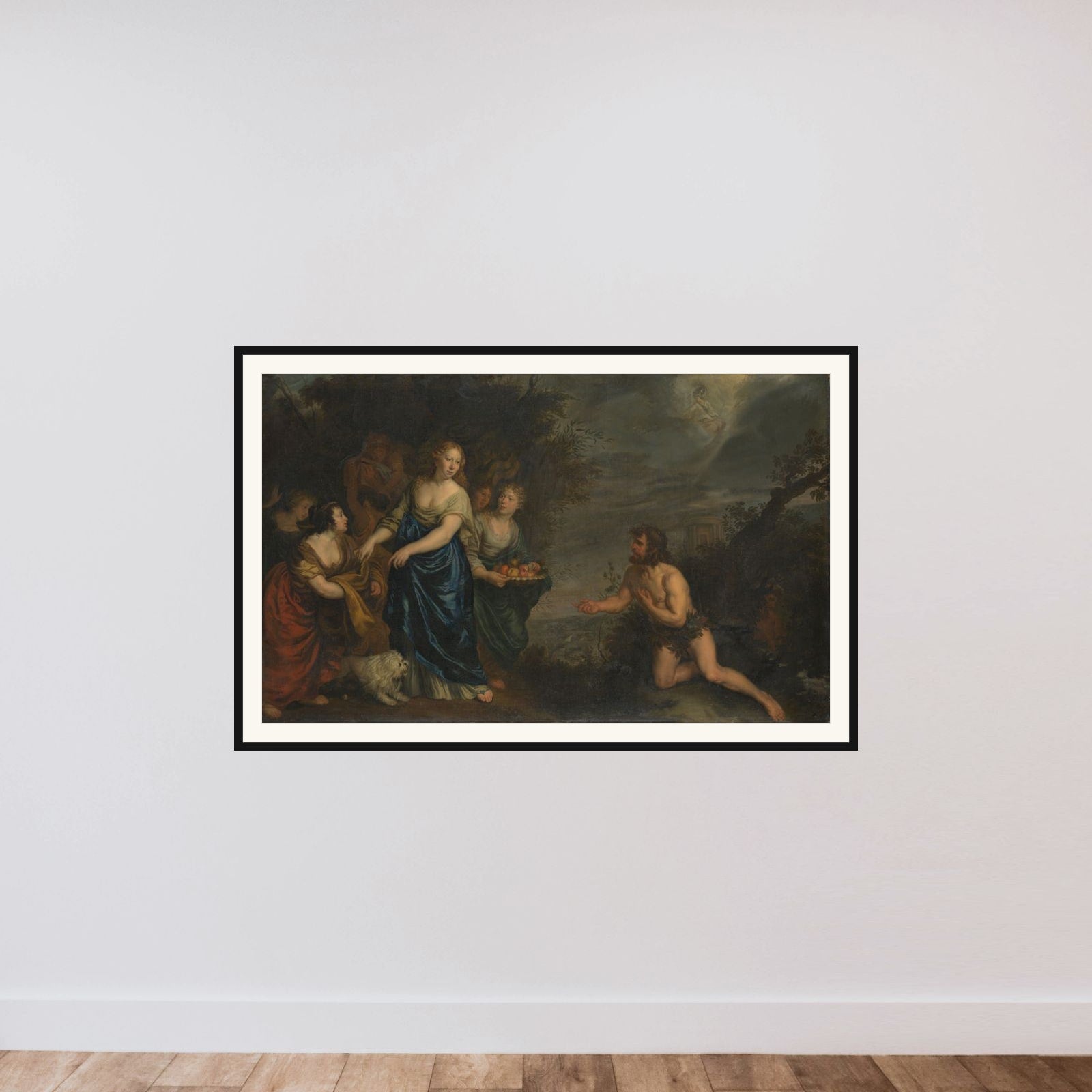 Odysseus and Nausicaa framed — shown to scale