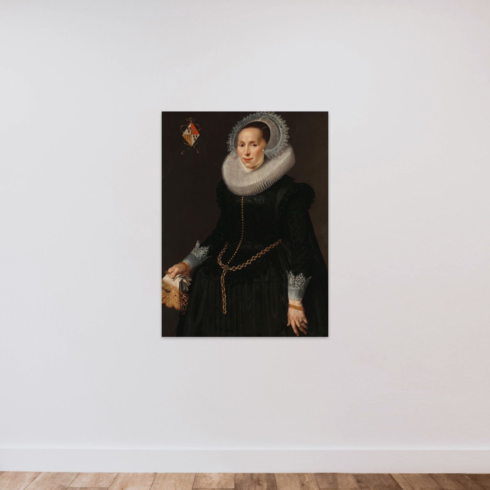Portrait of Johanna le Maire (c. 1601-60) unframed — shown to scale