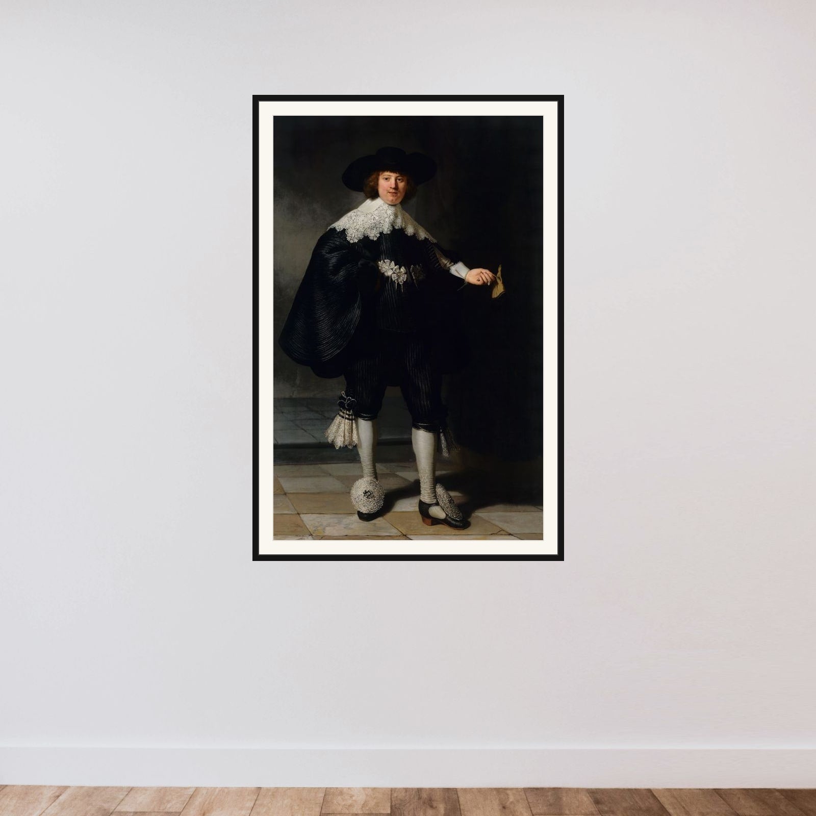 Portrait of Maerten Soolmans framed — shown to scale