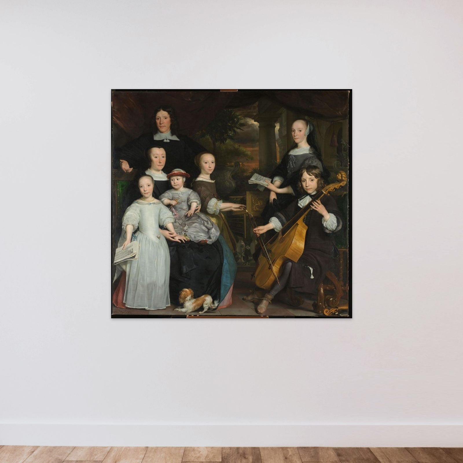 David Leeuw (1631/32-1703). Amsterdam Merchant with his family unframed — shown to scale