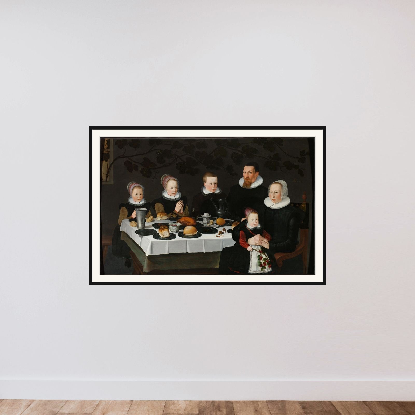 Prosperous Calvinist Family framed — shown to scale