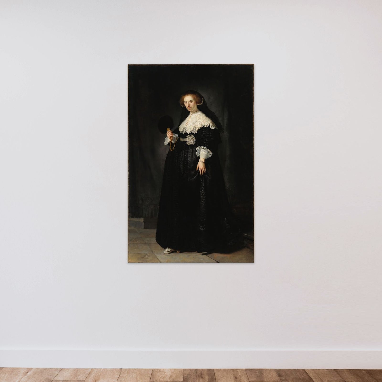Portrait of Oopjen Coppit unframed — shown to scale