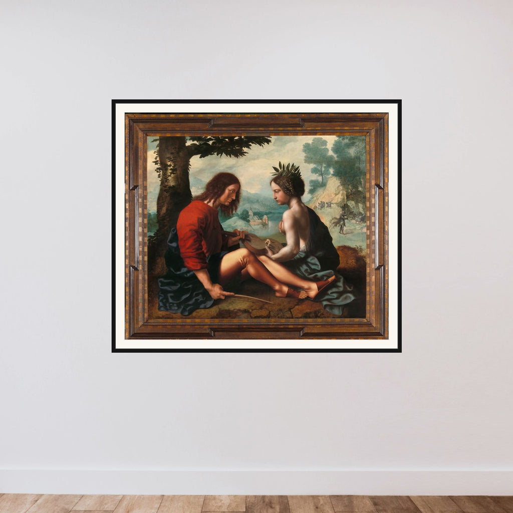 Allegory (Nature as the Nursemaid of Art) framed — shown to scale